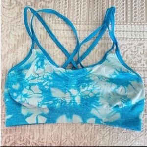 Women’s Aqua Blue Champion Tie Dye Razorback Sports Bra Size XS